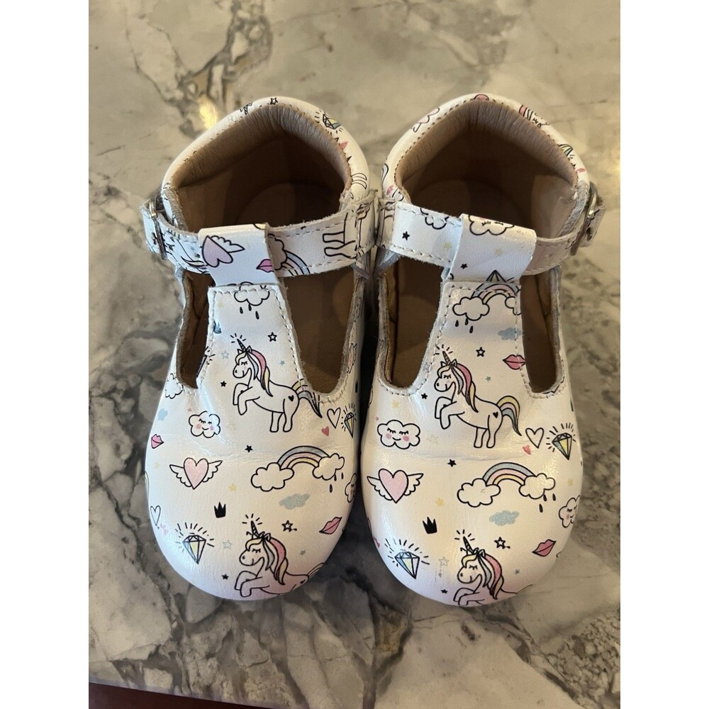 Graceyn’s Gumdrops Unicorn Tea Strap Shoes Toddler 18– 24M White Rainbow Mary Ja